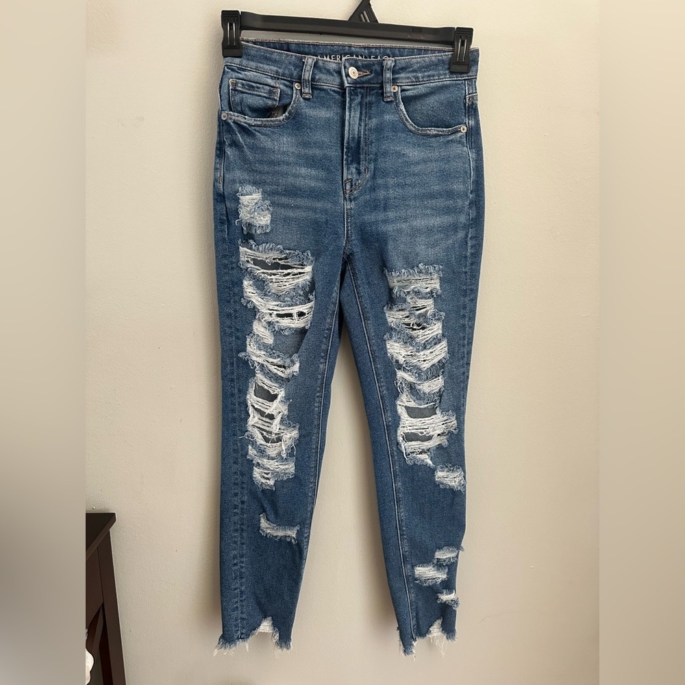 American Eagle Stretch Women’s Ripped Mom Jeans Size 2 Regular